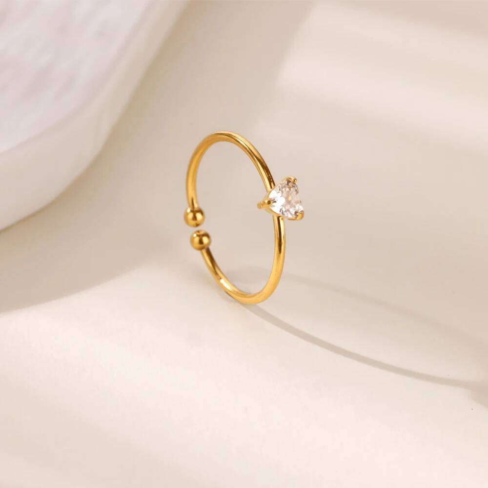 12 Birthstone Zirconia for Women Stainless Steel Gold Color Heart Rings Aesthetic Wedding Jewelry Free Shipping H260312