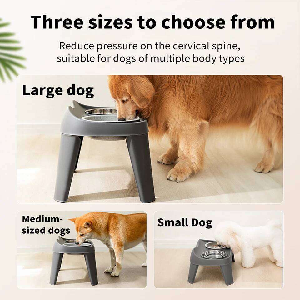 One piece classic folding elevated double medium and golden retriever large dog feeding pet bowl 26Y0312