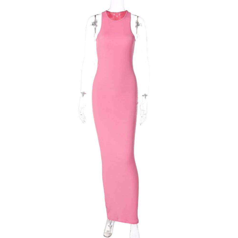Hugcitar Ribbed Sexy Y2K Clothes Sleeveless Bodycon Maxi Dresses For Women Club Birthday Party Streetwear Elegant Outfits C260311