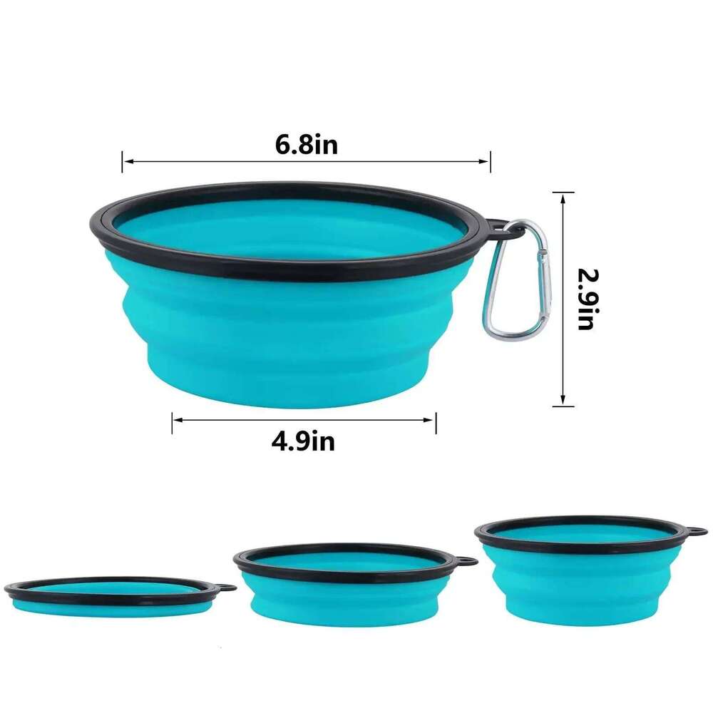 Collapsible Black Frame Keychain Portable Travel Food Water Dish Dog Cat BPA Free Silicone Lightweight Pet Feeding Bowl 26Y0312