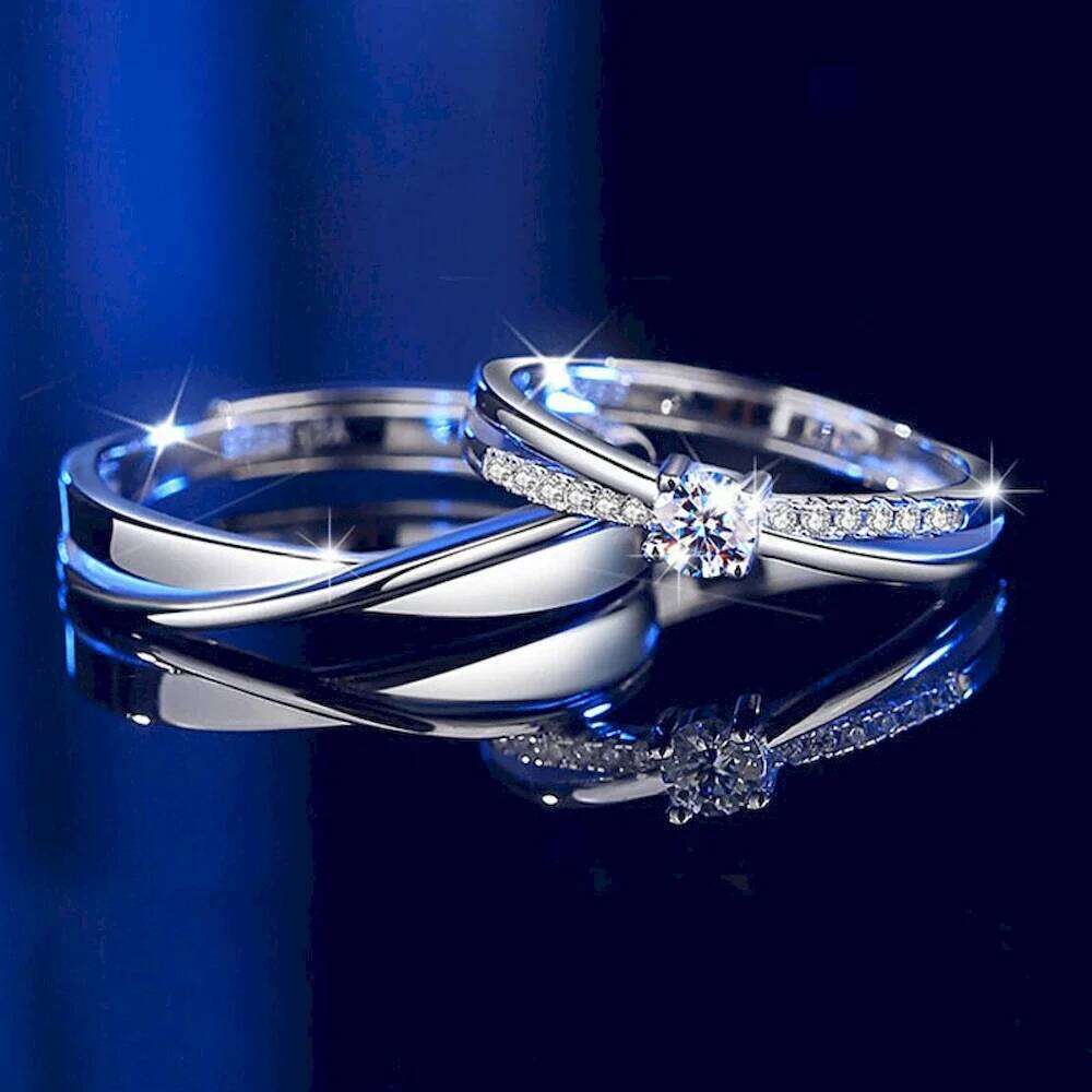 1 Pair Twist Overlap Opening Couple Rings Copper Plated Platinum Five Layer Coating Men Women Adjustable Finger Jewelry W260311
