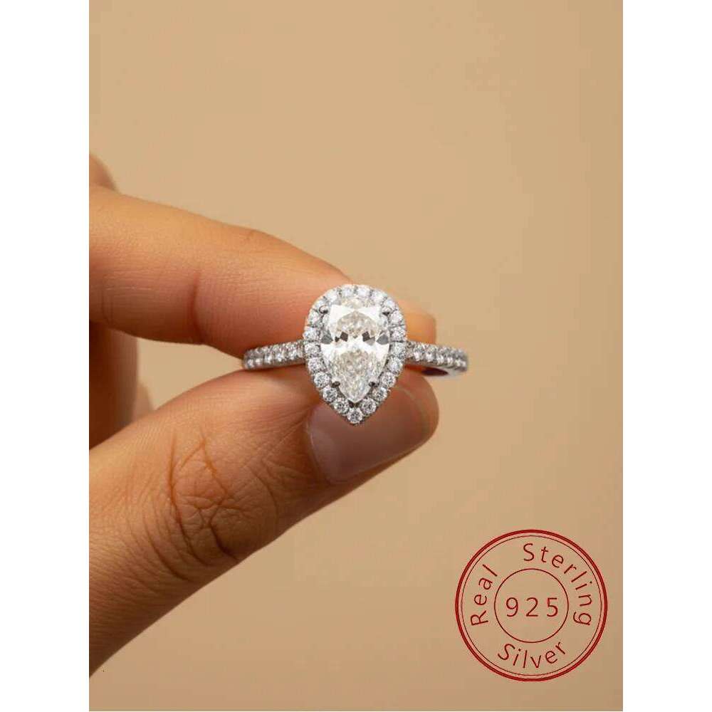 925 Sterling Silver Shiny Personalizd WaterDrop Zircon Ring For Women Anniversary Party Engagement High Quality Fine Jewelry H260312