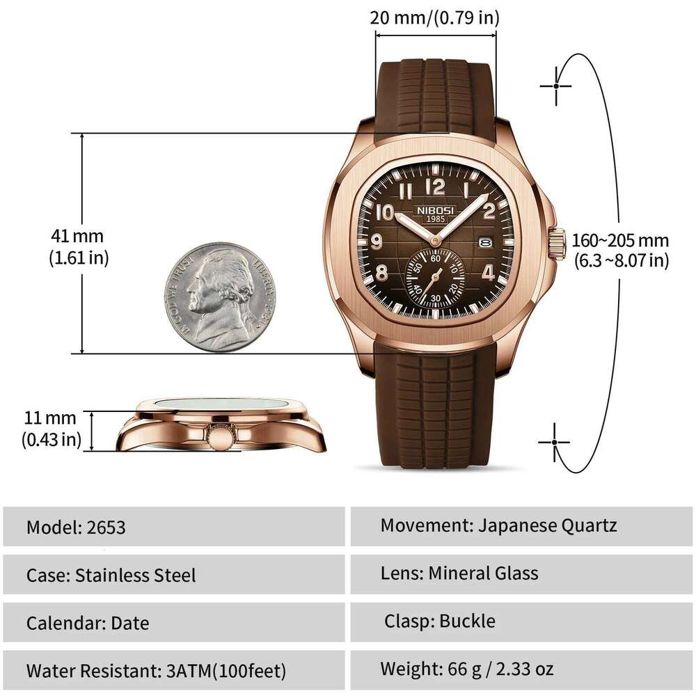 NIBOSI Auto Date Watch Top Brand Luxury Sport Mens Waterproof Luminous AQUANAUT Quartz Watches for Men Reloj Hombre