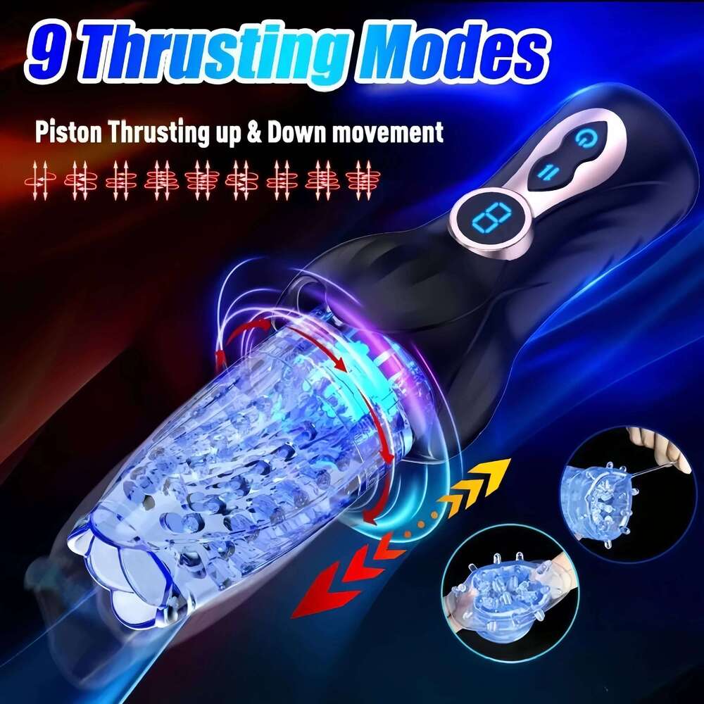 Automatic masturbation device, 10 types of vibration thrust & rotation modes, penis pump, stroker, adult male toy Z260311