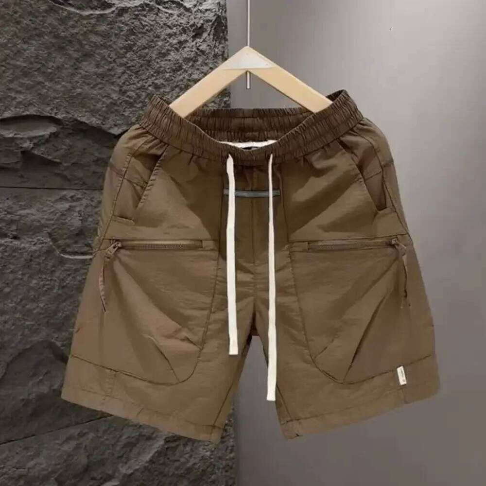 Men's Summer Pocket Zipper Cargo Shorts Trendy Brand Versatile Quick-Drying Sports Loose Casual Five-Point Beach Pants