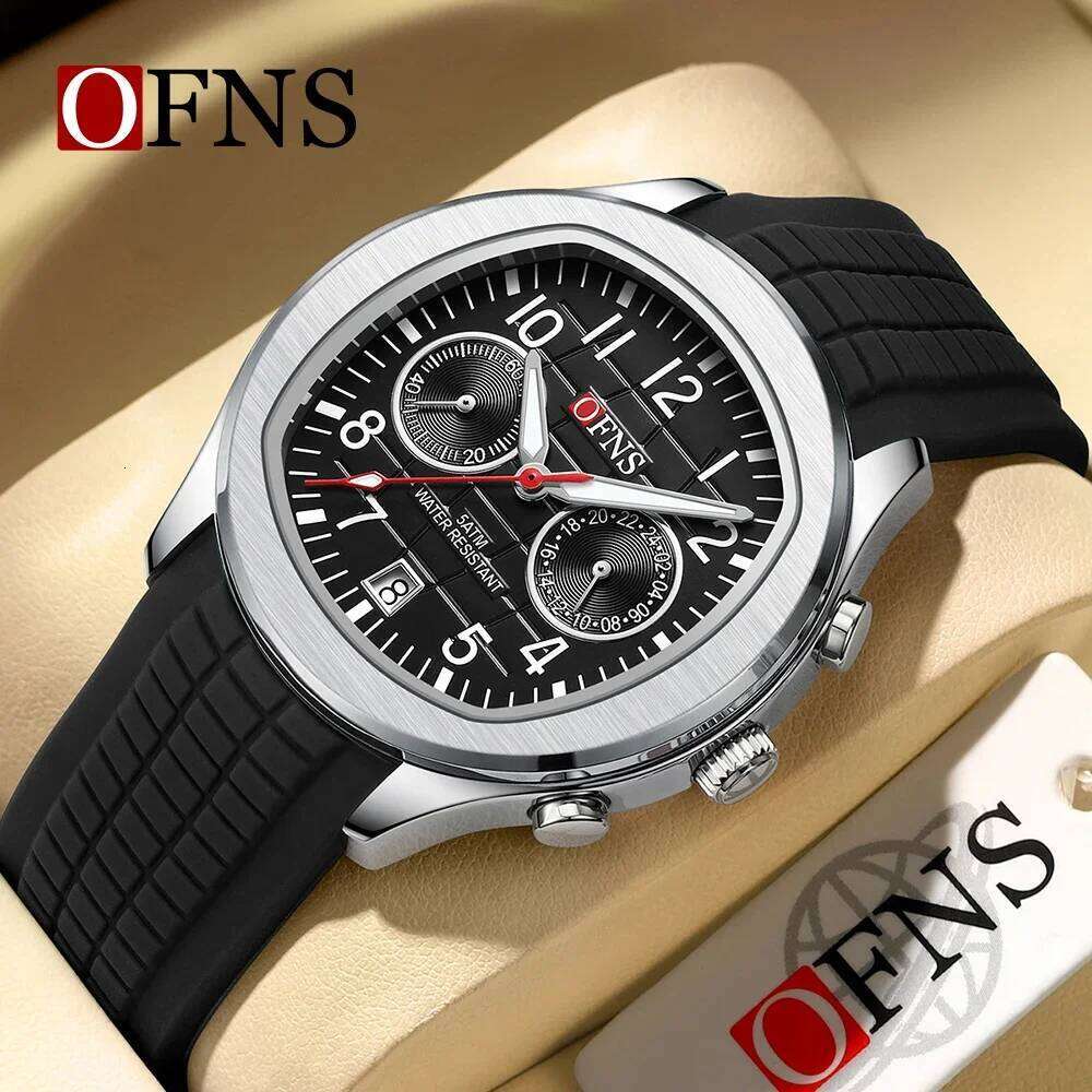 OFNS Top selling 8020 New Two Eyes Five Needle Calendar Waterproof and Fashionable Men's Quartz Watch 2025