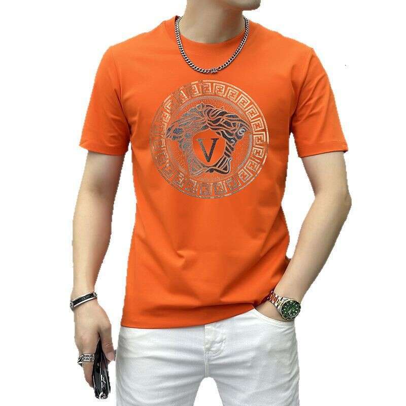 Fashion Simple Trendy Brand Slim Fit Round Neck Short Sleeve T-Shirt For Men 2025 Summer New Style Tee Shirt