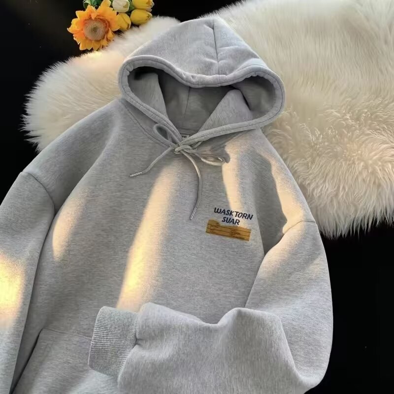 Winter Hooded Printed Sweatshirt For Men Trendy Style Oversized Top Designer Hoodie For Teenagers Loose-fitting Men's Hoodie