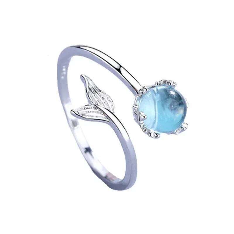 Fashion 925 Sterling Silver Fish Tail Crystal Adjustable Rings For Women Wedding Fine Jewelry Accessories Wholesale H260312