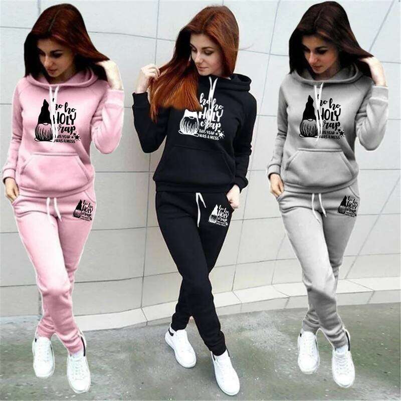 Running Casual Jogging Hoodie + Sweatpants Two Piece Sweatshirt Set Women's Sports Suit C260312