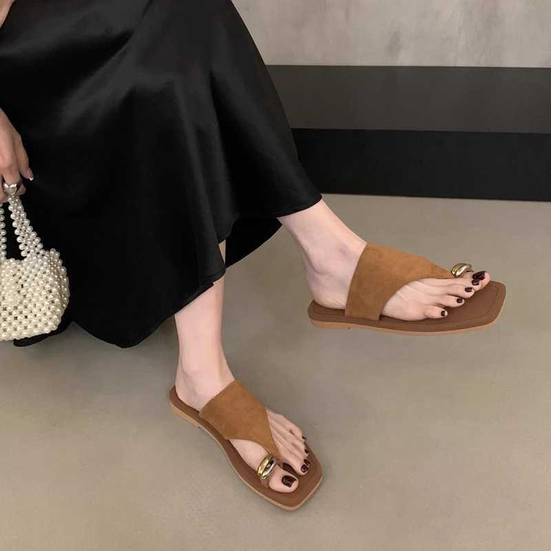 SUOJIALUN 2025 Summer New Women Slipper Fashion Slip On Ladies Casual Flip Flops Shoes Soft Flat Heel Casual Sandal Slides K260312