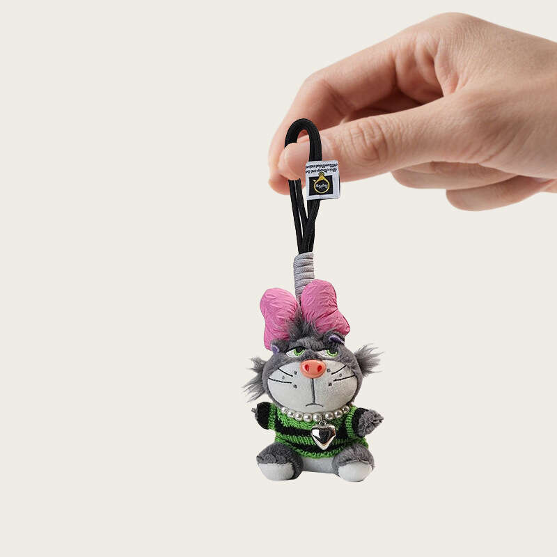 New bow-tie Lucifer cat bag and backpack pendant, plush toy keychain for girls
