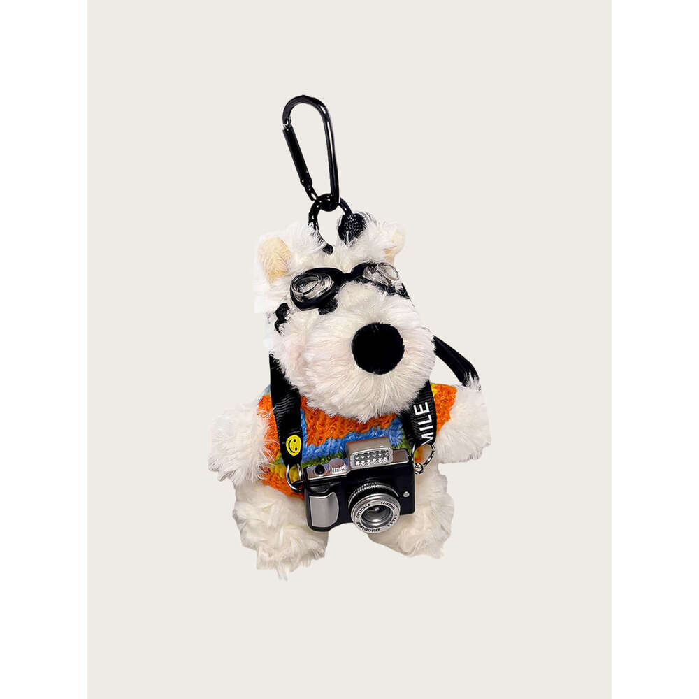 Original Cute Camera West Highland White Terrier Plush Pendant Bag Charm Cartoon Puppy Doll Keychain Creative Gift