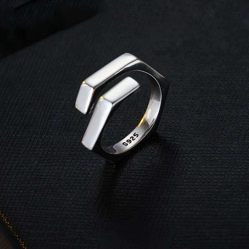925 Sterling Silver Simple Geometry Adjustable Rings For Women Stackable Designer Jewelry Accessories Prevent Allergy H260312