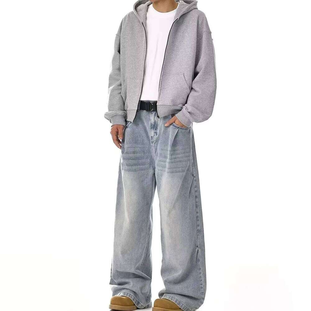 Y2K Men's Baggy Jeans Unisex Trendy Casual Wide-Leg Denim Pants High Street Quality American Style Streetwear Oversize Trousers 26Y0312