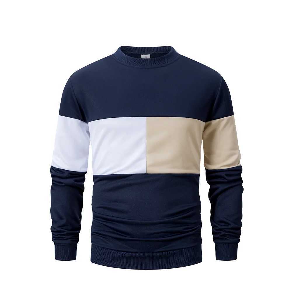 Mens Crew Neck Sweatshirts Patchwork Loose Sweatshirts Spring Autumn Outdoor Jogging Tops Casual Daily Long Sleeve Pullover M260312