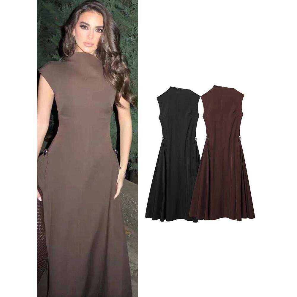 TFMLN New Womens Irregular Neck Long Summer Sleeveless Party Elegant Ladies Fashion A Line Holiday Dress C260311