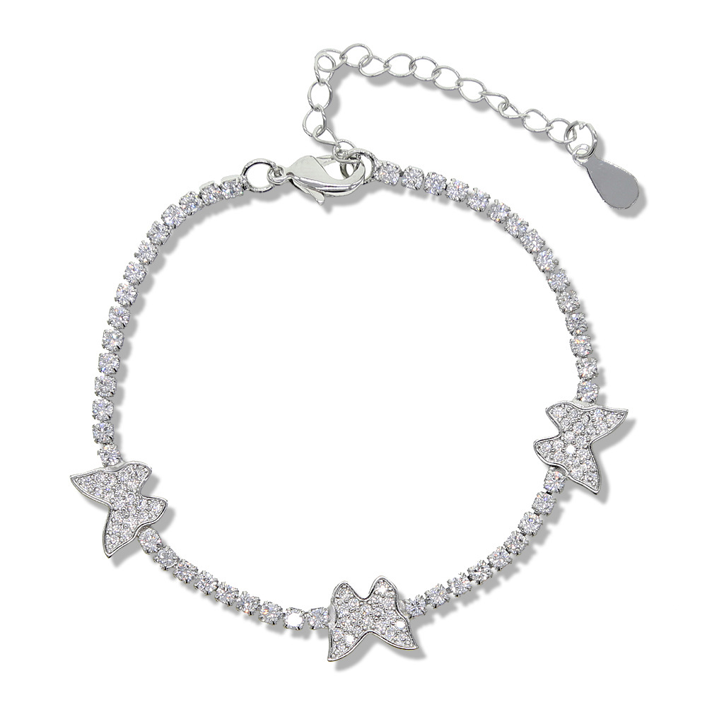 Elegant Silver Plated Tennis Bracelet With Butterfly Zircon Inlay A Fashionable Daily Versatile Accessory And Exquisite Fashion Gift For Women