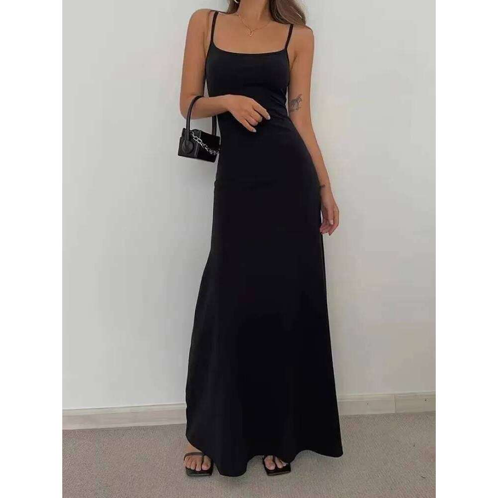 2024 Summer Women's New Fashion Simple Temperament Suspender Long Backless Slim Waisted Sexy Sweet And Spicy Casual Dresses C260312