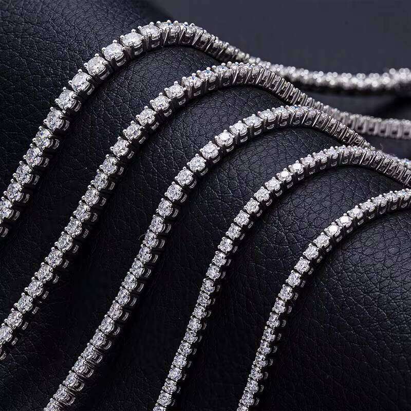 Messi Jewelry MSB-505 14k White Gold Round Cut Silicon Stone Width 2.5mm Tennis Bracelet