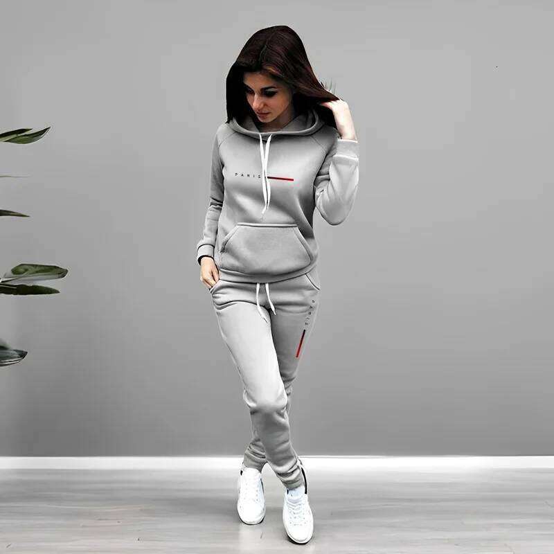 Printing Hooded Suit Quality Ladies Daily Jogging Sport Woman Two piece Set Autumn Winter Women Tracksuit Outfits Fashion Casual C260312