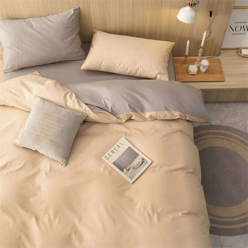 100% Cotton Simple Plain Bedding Set 3Pcs, 1 Duvet Cover with Zipper, Pillow Cases,Easy Care,1 and 2 People Bed Sizes H260312