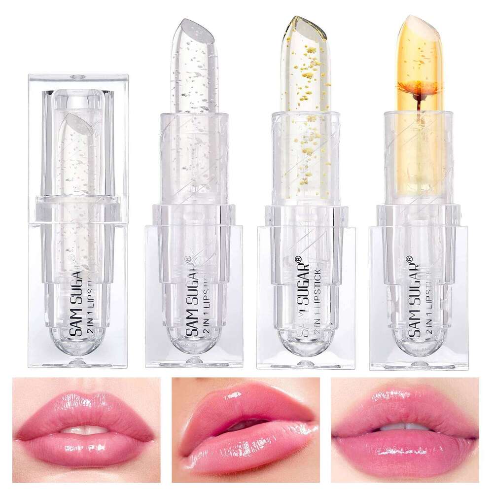 SAM SUGAR 3 Color Temperature Change Easy to Apply Long-lasting Moisturizing Transparent Gold Foil Lipstick W260311