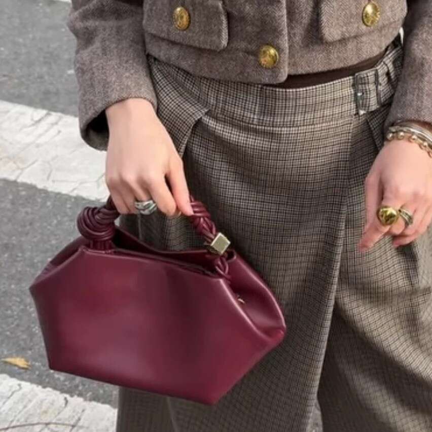 Women European And American Design Dumpling Hexagonal Handbag New Model Woven Handle Tote Shoulder Crossbody Bag For Women