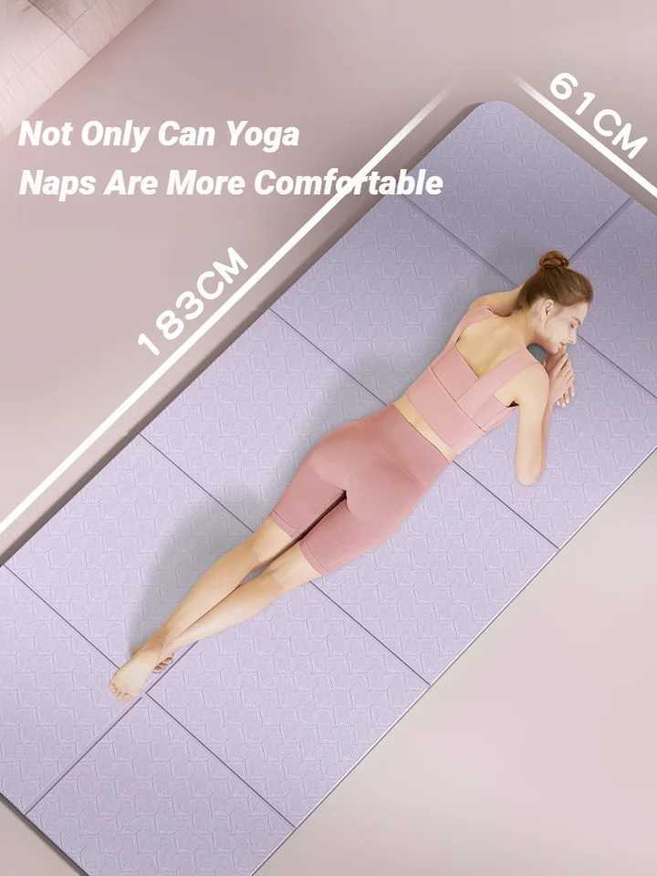 Foldable Yoga Mat Mute Eco Friendly Folding Travel Fitness Exercise Double Sided Non-Slip For Pilates Floor Workouts Dance M260312