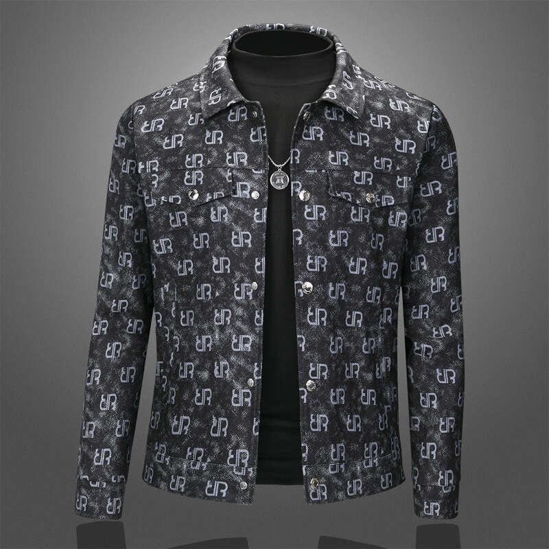 European Station Trendy Brand Autumn New Turn-Down Collar Jacket Fashion Loose Light Luxury High-End Casual Versatile Coat Men