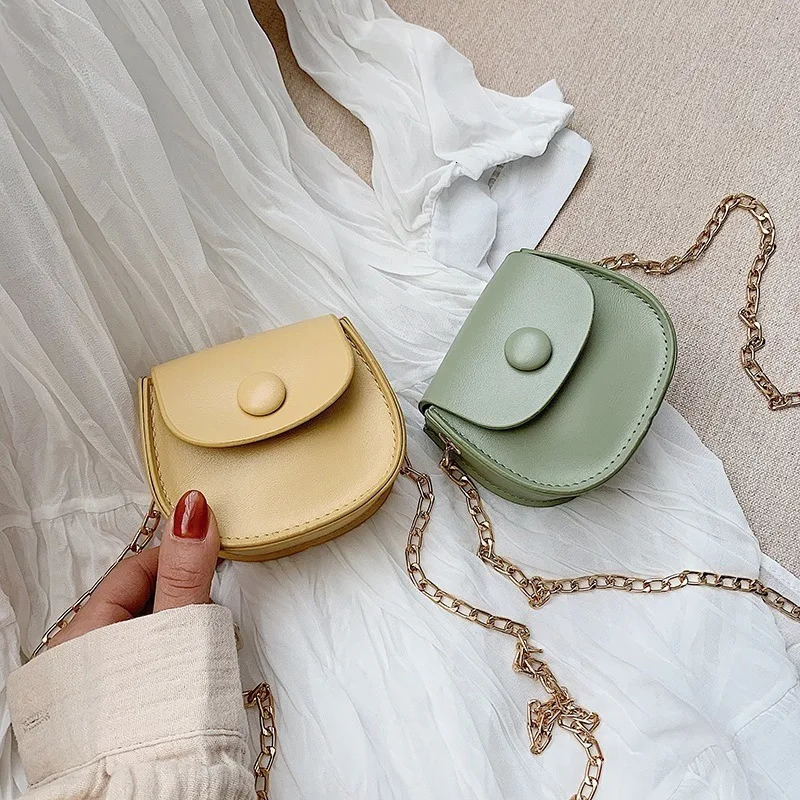 mini fashion Korean childrens shoulder bag trend Joker girl chain small round change messenger 260311