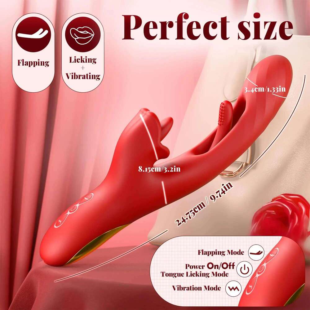 2 in 1 Tongue Licking Dildo Vibrator for Women Flapping Rotating Clitoris Stimulator G Spot Massage Female Masturbator Sex Toy Z260312