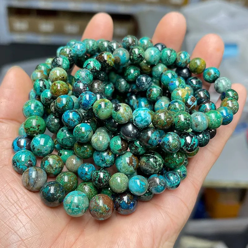 JD 3A Natural Azurite Bead Charm Bracelet Women Men Genuine Blue Malachite Energy Crystal Aura Healing Yoga Elastic Couple Gift 260302