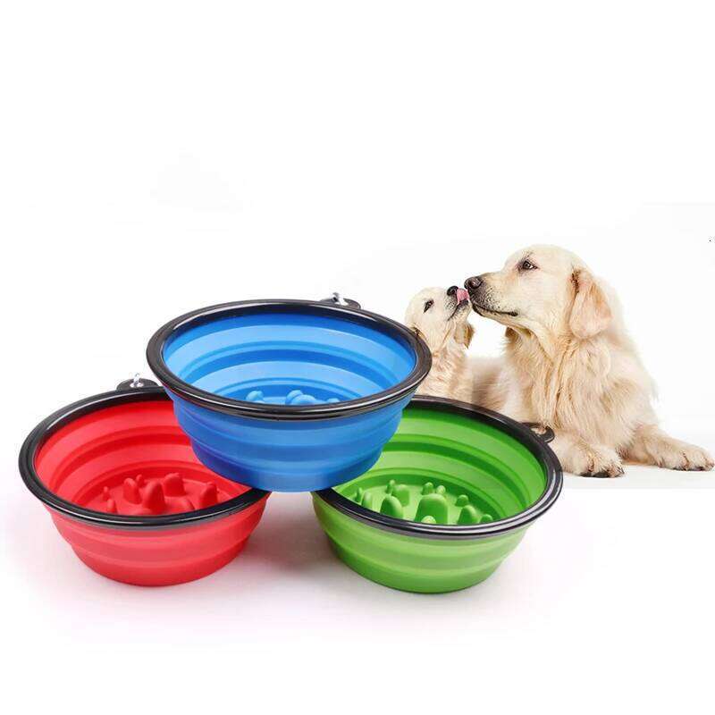 Pet Slow Food Bowl Dog and Cat Anti-choking Feeder Outdoor Travel Portable Foldable TPE Bowls Anti-gulping Feeding Pets Supplies 26Y0312