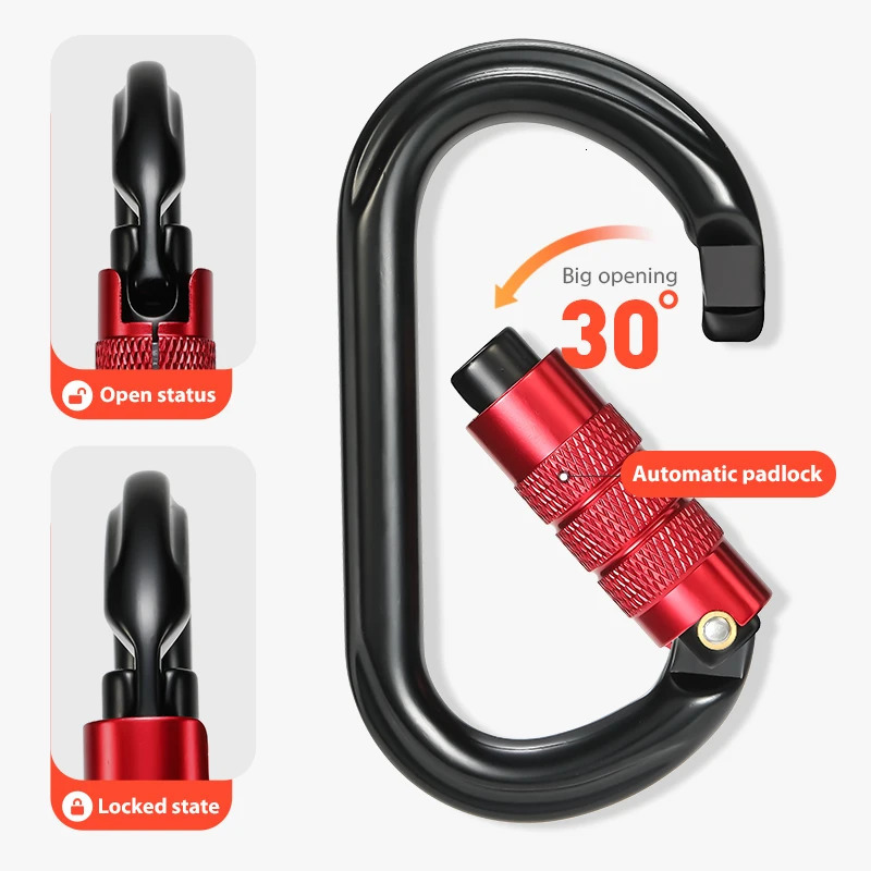 CLIWIZ 25KN Auto Safety Lock Outdoor Professional Climbing Carabiner O Shape Aviation Aluminum Hooks With Certificates CE 260228