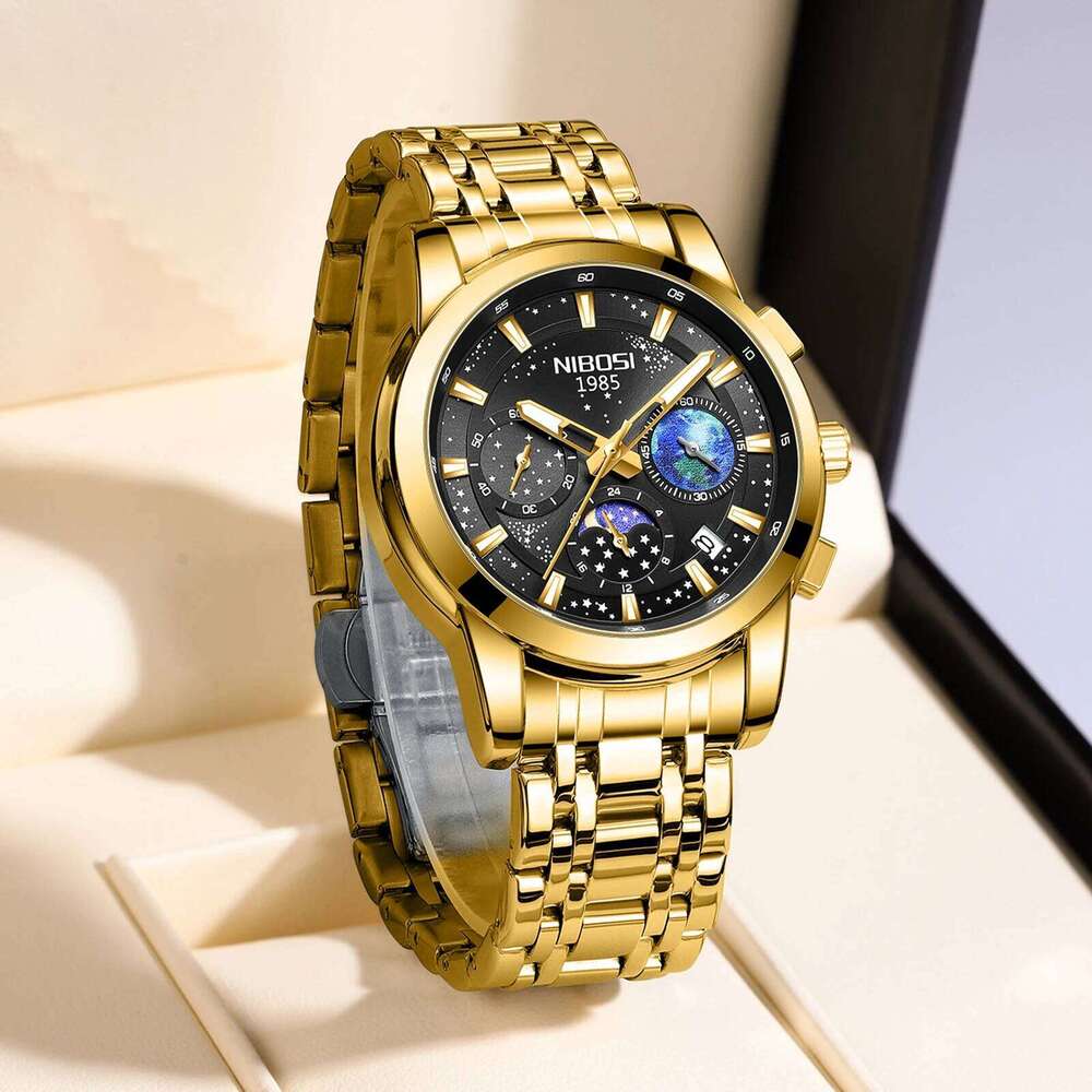 NIBOSI Watches Top Brand Luxury Quartz For Chronograph Waterproof Luminous Auto Date Watch Men Relogio Masculino