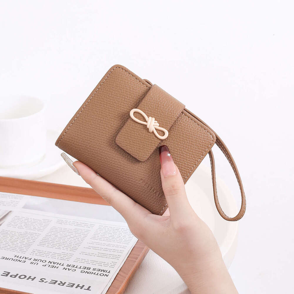 Luxury fashion wallet Bowknot Short Wallet For Women New Korean Style Handbag Off Stackable Coin Purse With Zipper And Wrist Strap