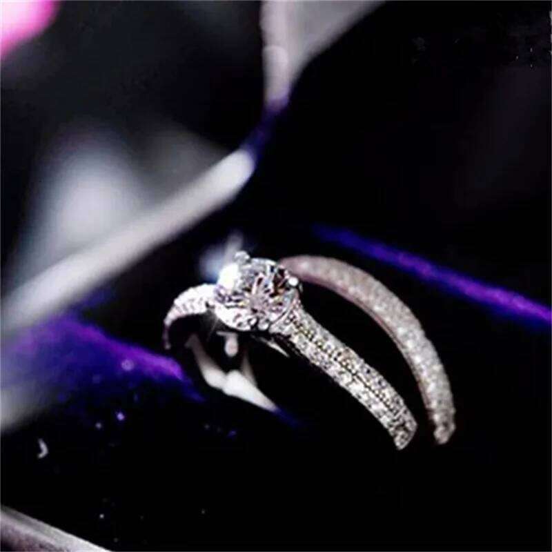 CC Rings For Women Silver Color Double Stackable Fashion Jewelry Bridal Sets Wedding Engagement Ring Accessory CC634 H260312