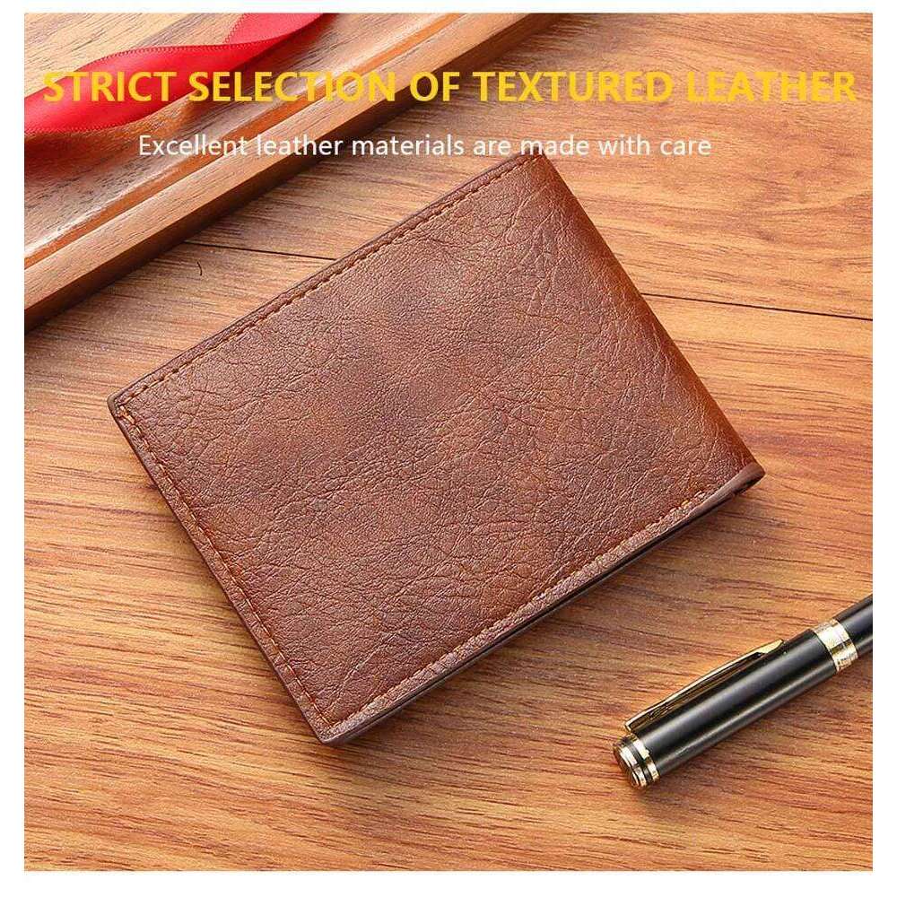 Men Purse Black Wallet Male Business Id Cards Holder Pu Leather Multiple Slot Casual Large Capacity Dollar Coin Money Bags