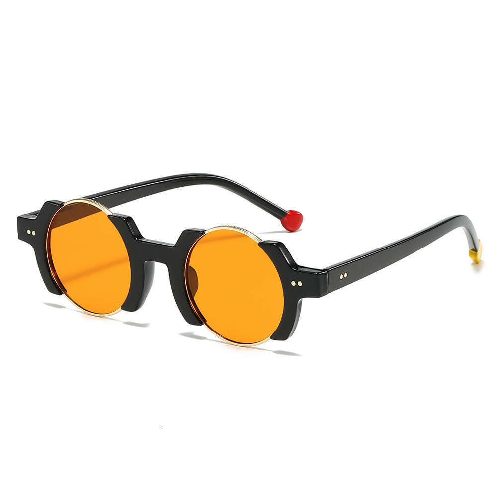 New Round Glasses Fashionable Personality Hip-Hop Trendy Celebrity Exaggerated Color-Block Sunglasses Liuyuemoshang
