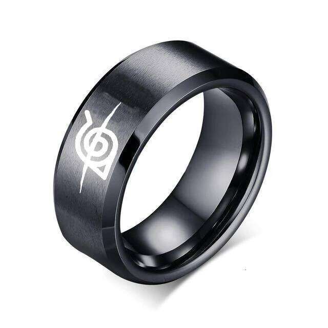 Anime Logo Sign Ninja Ring Cosplay Prop Stainless Steel Fashion Punk Cartoon Hip Hop Jewelry Accessories H260312