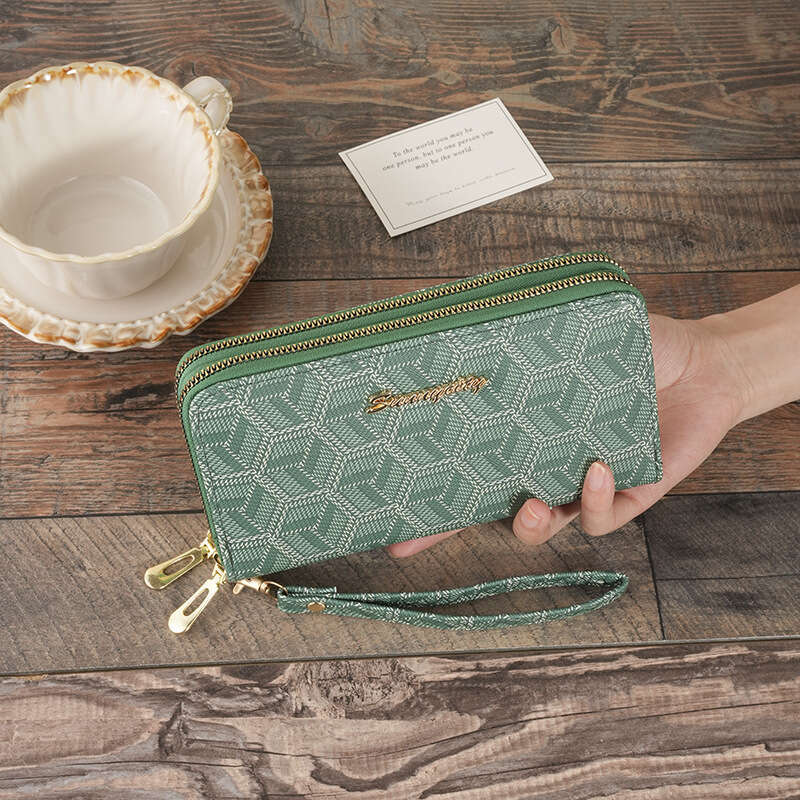 Luxury fashion wallet New INS Style Women S Wallet With Print Double Zipper Multiple Card Slots Wrist Strap Fashionable And Innovative Long Storage Cl