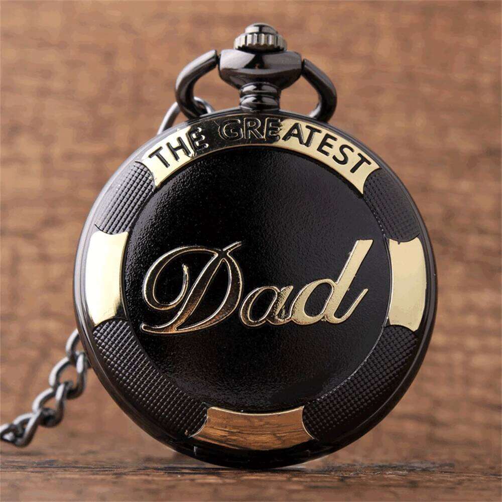 Fashion Casual Men'S Quartz "The Greatest Dad" Engraved Round Dial Men's Pocket Watch for Father's Day Gift Reloj