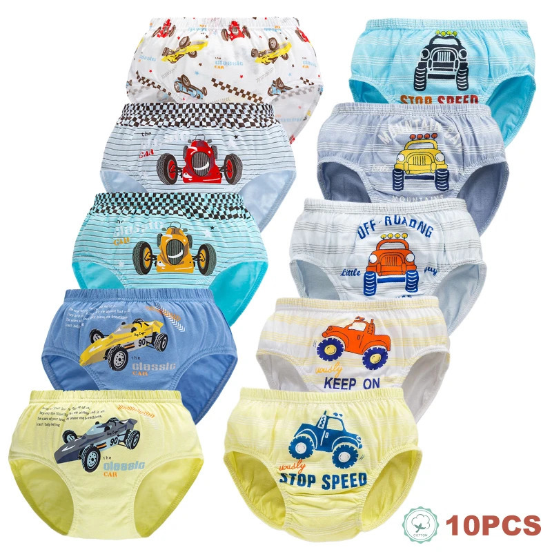 510Pcs Children Underwear Cotton Briefs For Boys Offroad Vehicle Cool Racing Car Pattern Soft Breathable Triangle Knickers 260311