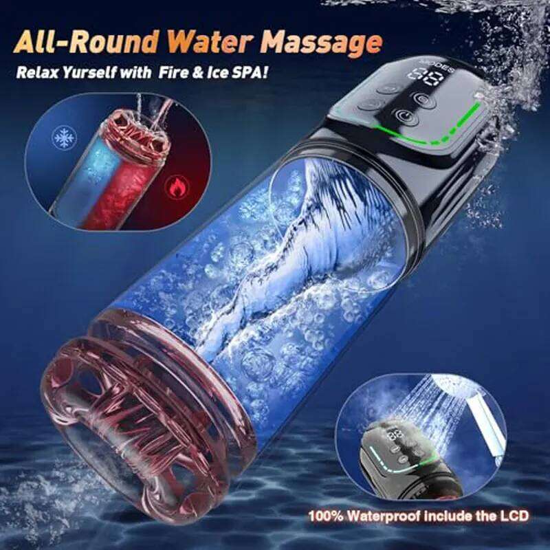 Automatic Thrusting Rotation Male Masturbator Sucking Licking LCD Vacuum Penis Pump Water SPA Real Pocket Pussy Sex Toys for Men Z260311