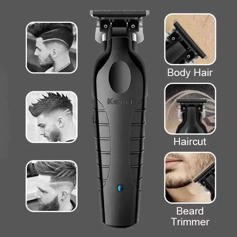 Kemei Men's Cordless USB Rechargeable Clipper Zero Gap Trimmer Electric Hair Cutting Machine KM-2299 C260312
