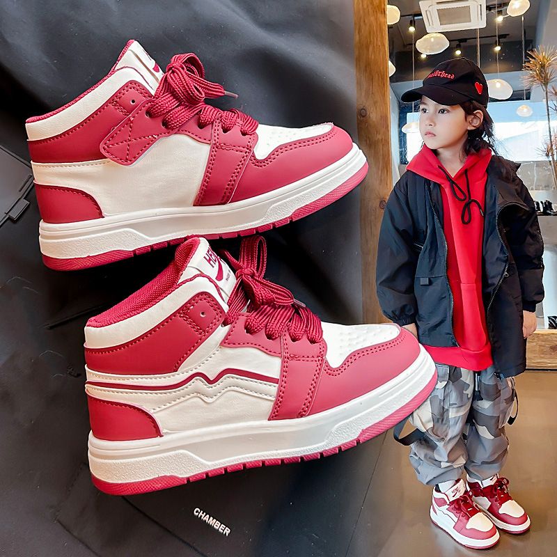 Design Kids Shoes Boys High Top Basketball Sports Shoes Walkfashion Children's Girls Sneakers Toddler Tennis Walking Trainers Sizes 26 - 37 W0102