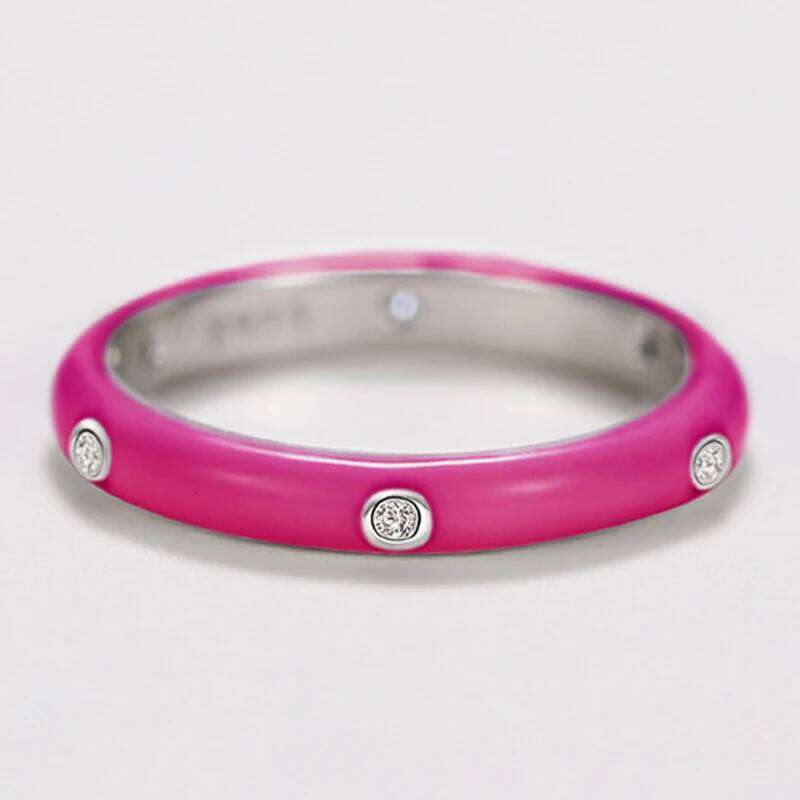 CAOSHI Dainty Colorful Enamel Ring Female Fashion Finger Accessories with Shiny Crystal All Matchtrend Jewelry for Daily Party H260312