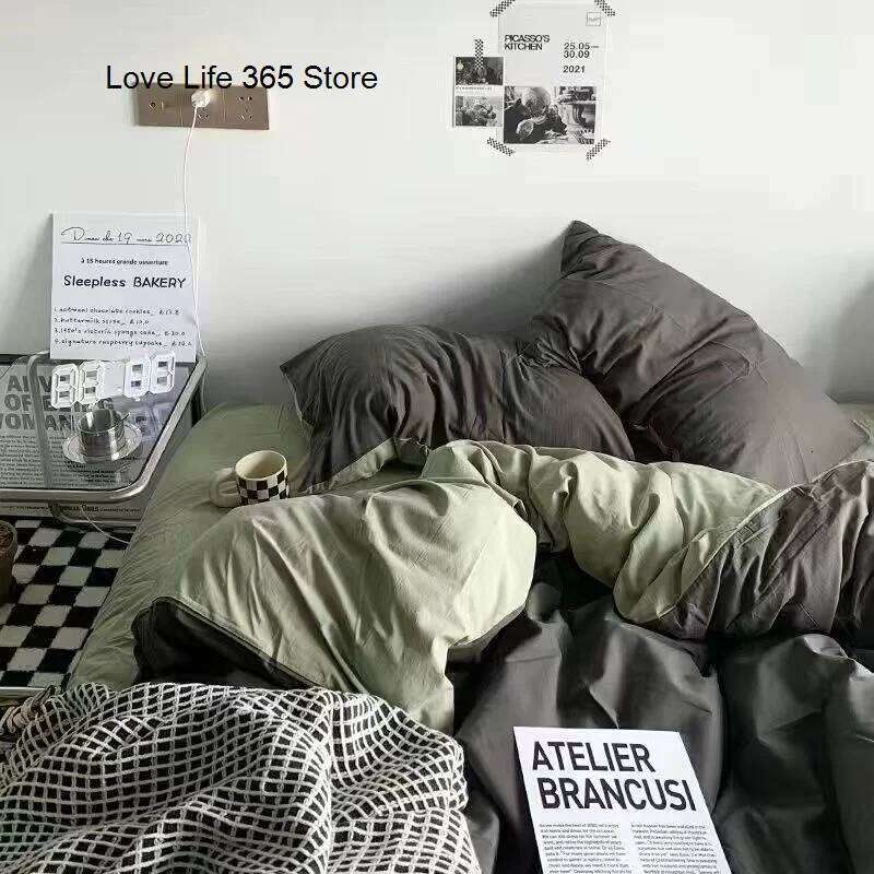 Black Hearts Love Pink Bedding Set Nordic Style Bed Linen With Pillowcases Home Textile Girls Duvet Cover King Queen Twin Cute H260312