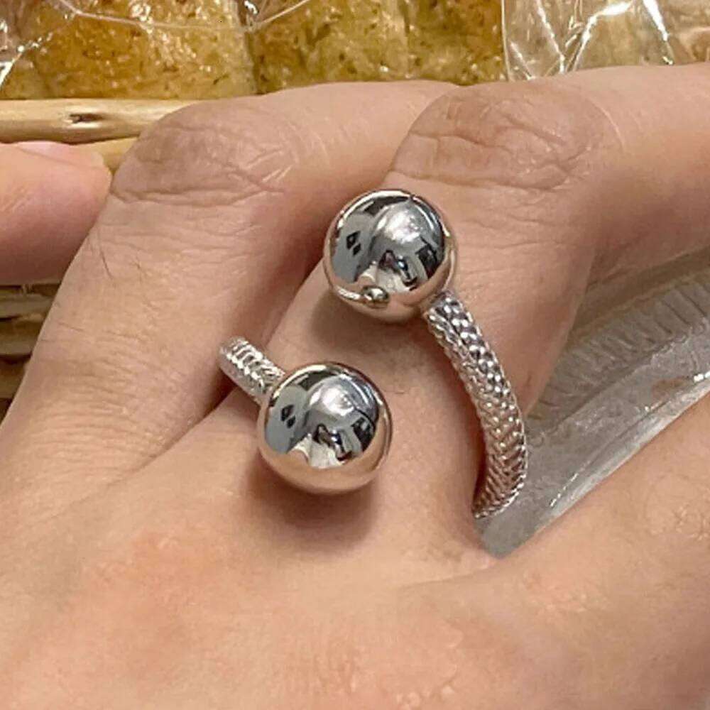 BF CLUB 925 Sterling Rings for Women Fashion Geometric Handmade Irregular Double Balls Ring Party Christmas Gift H260312